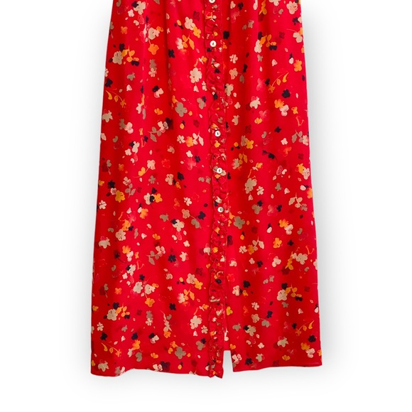 Realisation Par Juliet Silk Midi Dress in Rouge Fleur Size M - Picture 4 of 11